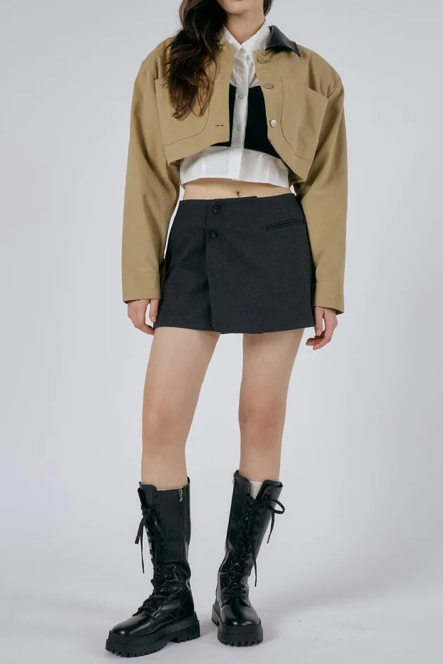 Storets Ava Wrap Effect Mini Skorts Women Skirts Storets Ava Wrap Effect Mini Skorts Women Skirts