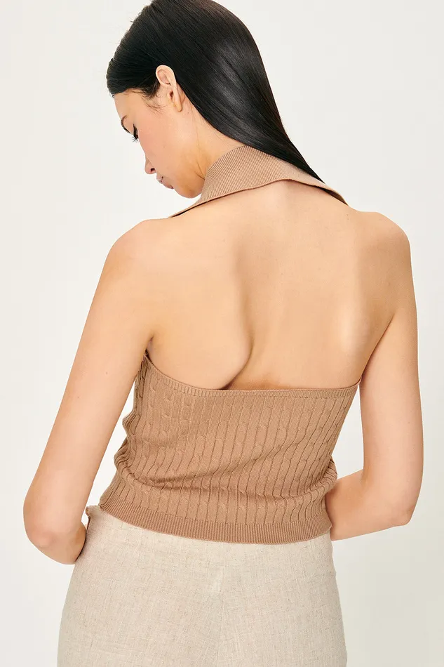 Storets Avery Knitted Halter Neck Top Women Tops