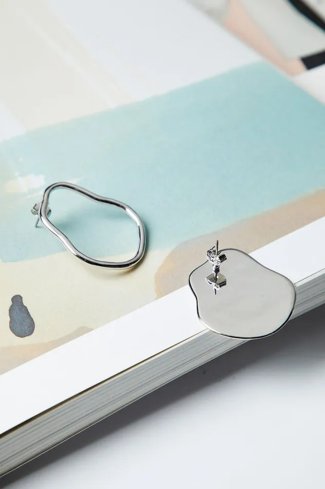 Storets Battered Silver Oval Earring Women Jewelry