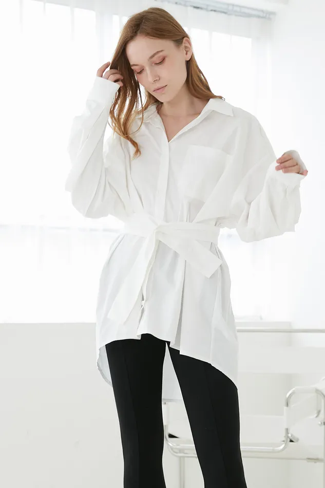 Storets Belen Balloon Sleeve Long Shirt Women Shirts and Blouses