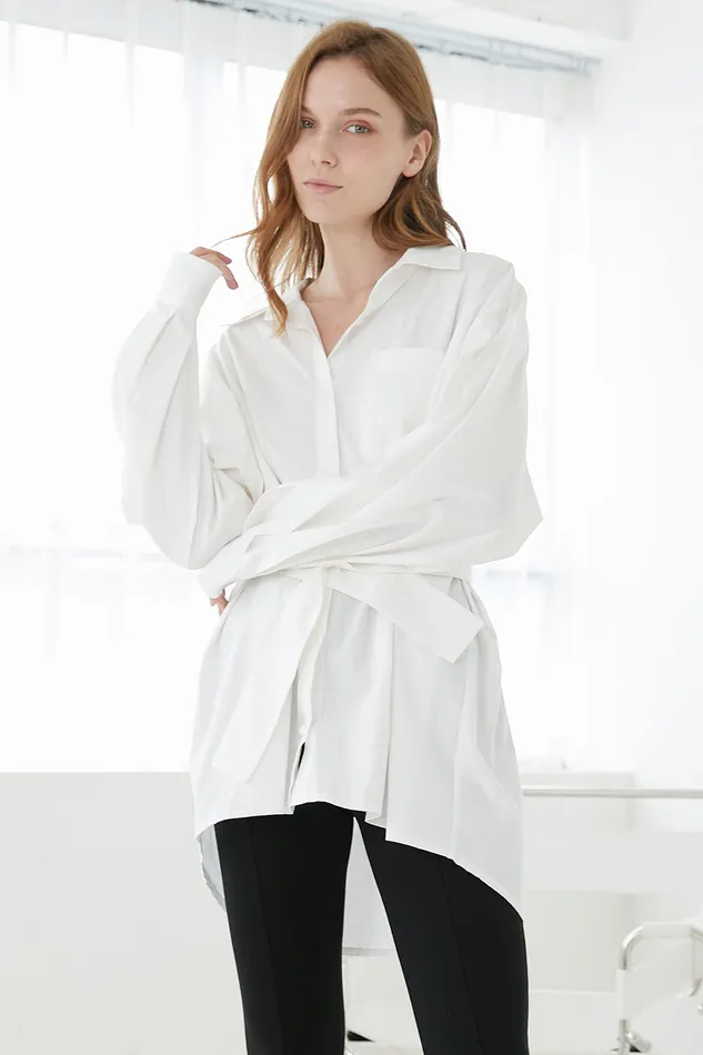 Storets Belen Balloon Sleeve Long Shirt Women Shirts and Blouses