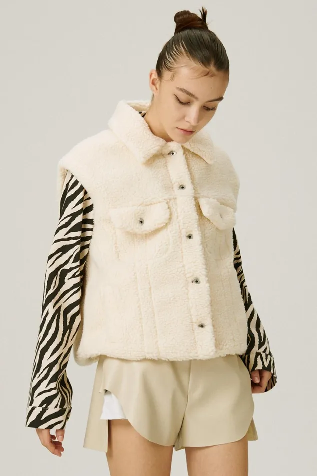 Storets Cleo Borg Teddy Vest Women Jackets and Coats