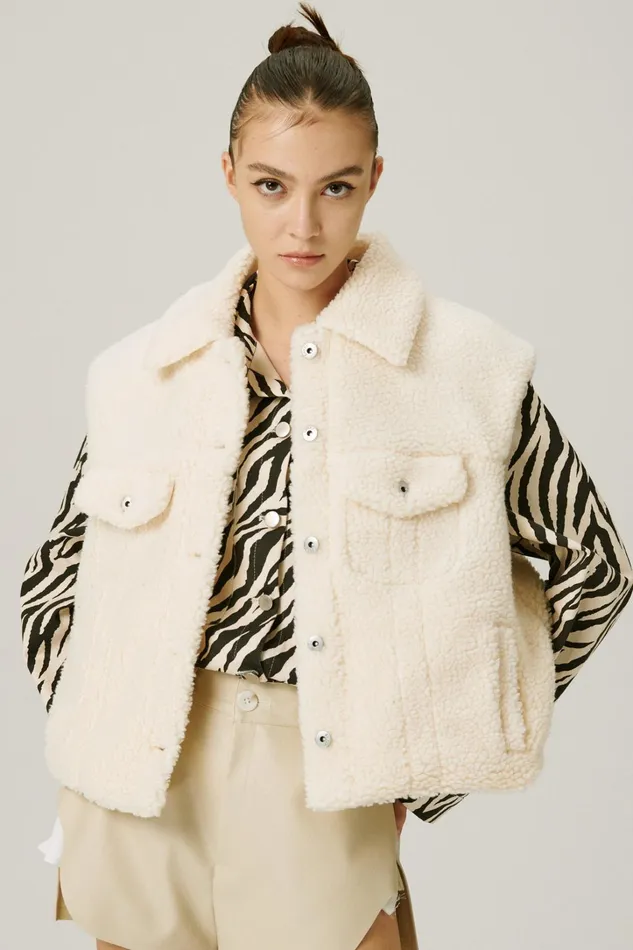 Storets Cleo Borg Teddy Vest Women Jackets and Coats