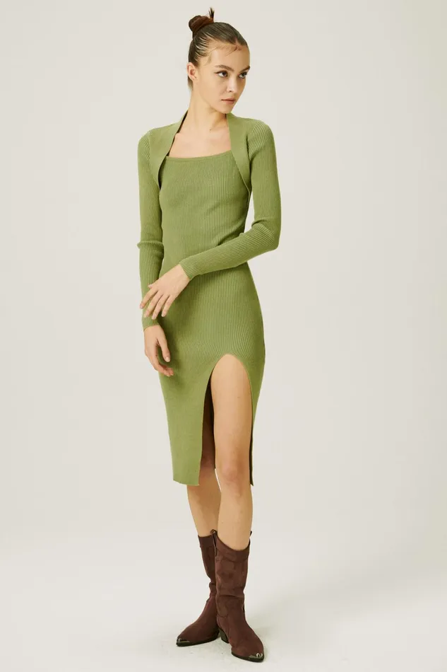 Storets Edie Square Neck Knitted Dress Women Sweaters and Knitwears
