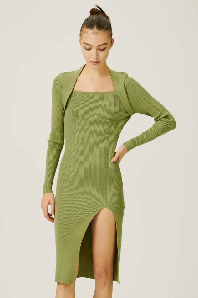 Storets Edie Square Neck Knitted Dress Women Sweaters and Knitwears