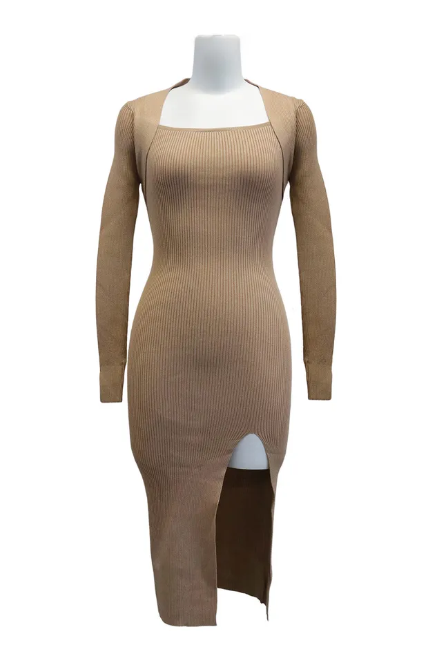 Storets Edie Square Neck Knitted Dress Women Sweaters and Knitwears