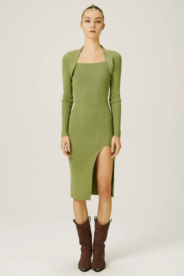 Storets Edie Square Neck Knitted Dress Women Sweaters and Knitwears