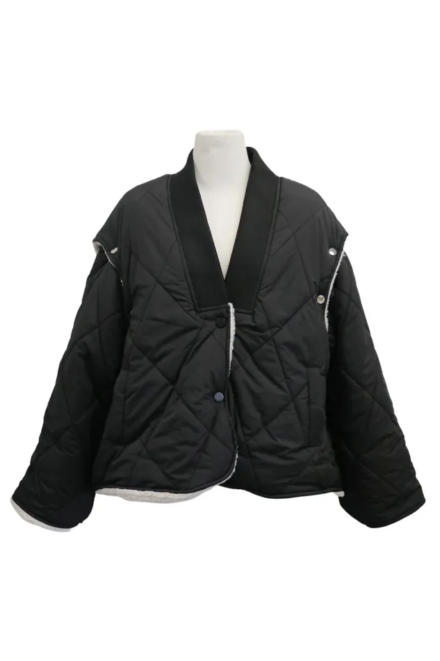 Storets Eileen Quilted Sherpa Coat WDetachable Sleeve Women Jackets and Coats