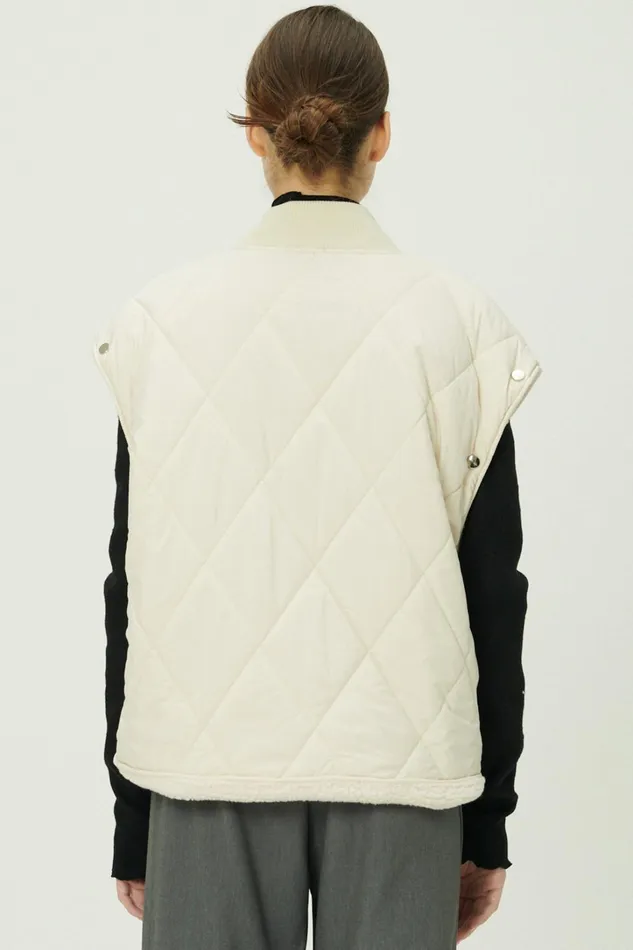 Storets Eileen Quilted Sherpa Coat WDetachable Sleeve Women Jackets and Coats