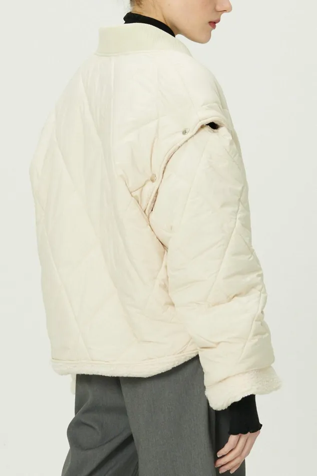 Storets Eileen Quilted Sherpa Coat WDetachable Sleeve Women Jackets and Coats