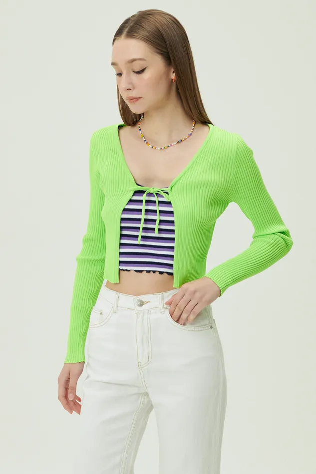 Storets Elena Tie Front Cardigan Women Crop Tops