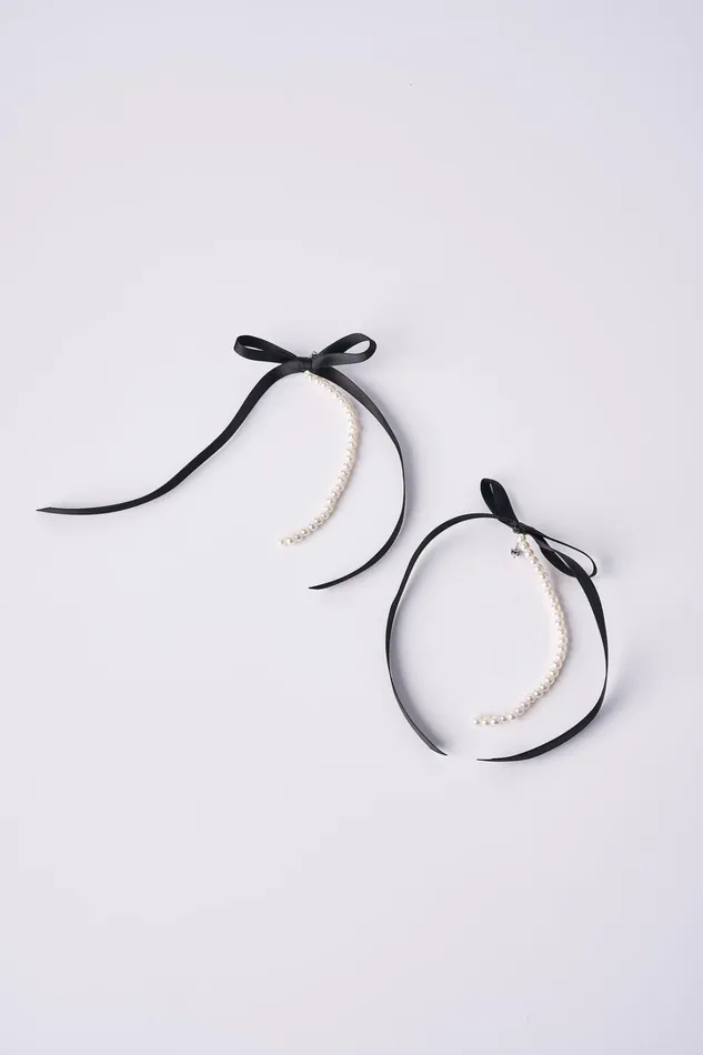 Storets Faux Pearl Ribbon Earrings Women Jewelry
