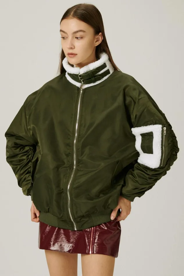 Storets Izzy Borg Lined Aviator Jacket Women Jackets and Coats