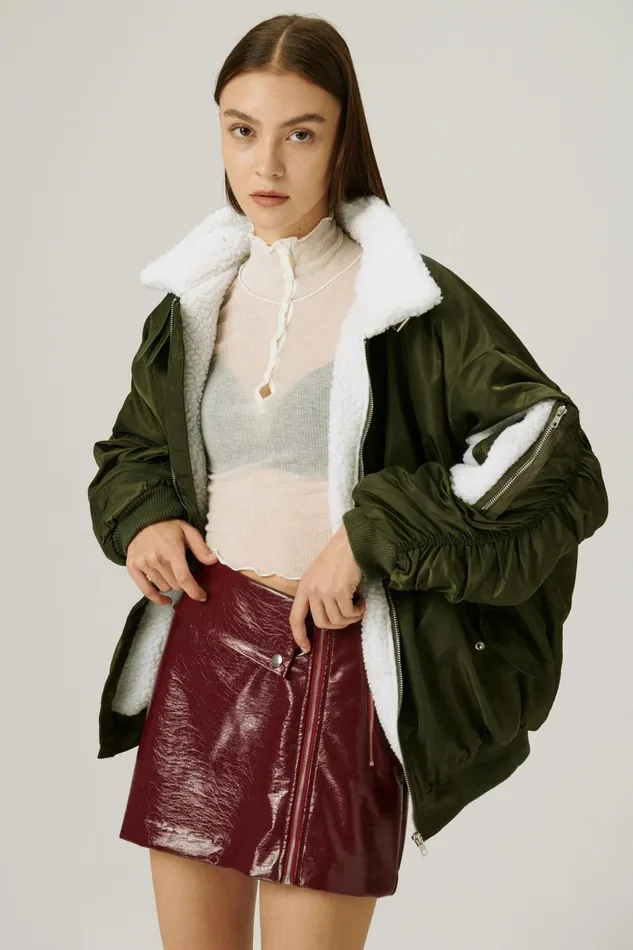 Storets Izzy Borg Lined Aviator Jacket Women Jackets and Coats