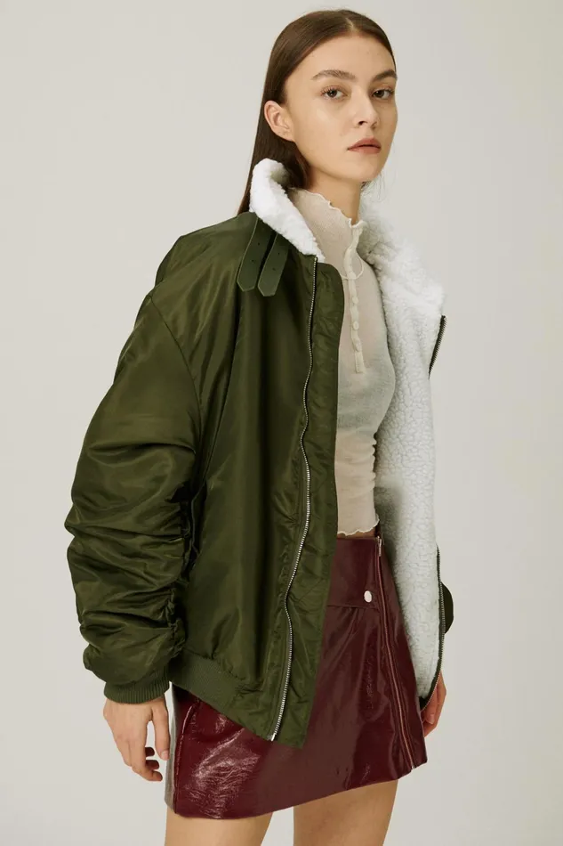 Storets Izzy Borg Lined Aviator Jacket Women Jackets and Coats
