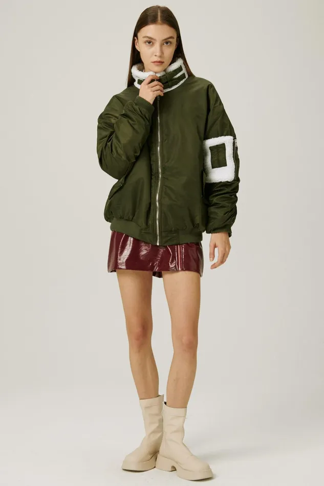 Storets Izzy Borg Lined Aviator Jacket Women Jackets and Coats