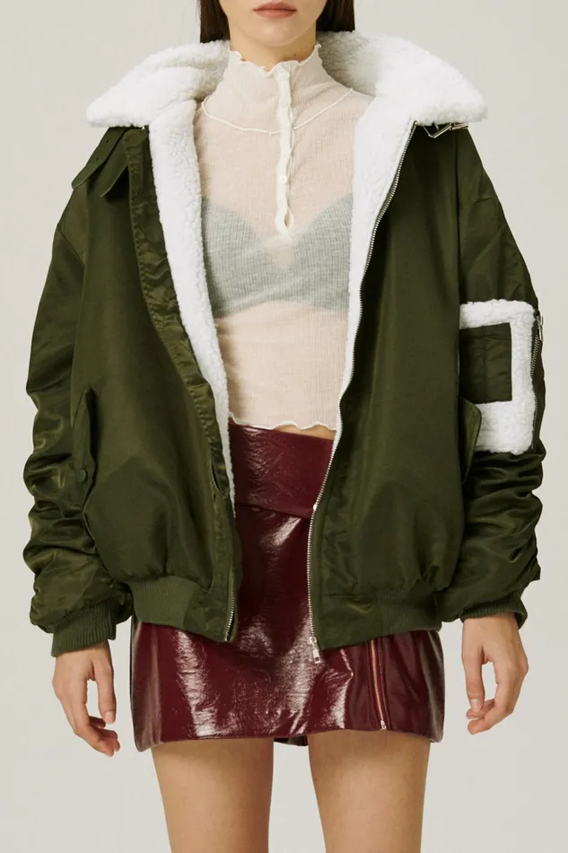 Storets Izzy Borg Lined Aviator Jacket Women Jackets and Coats
