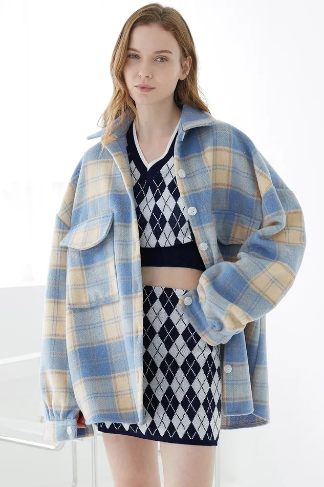 Storets Lydia Oversized Shacket In Plaid Women Jackets and Coats