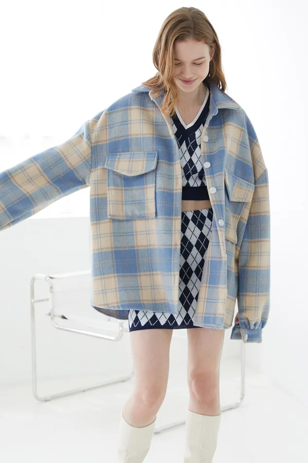 Storets Lydia Oversized Shacket In Plaid Women Jackets and Coats