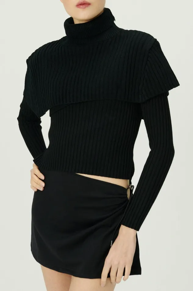 Storets Marga Mockneck Sweater Cape Women Sweaters and Knitwears