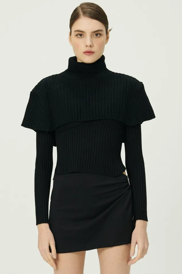 Storets Marga Mockneck Sweater Cape Women Sweaters and Knitwears