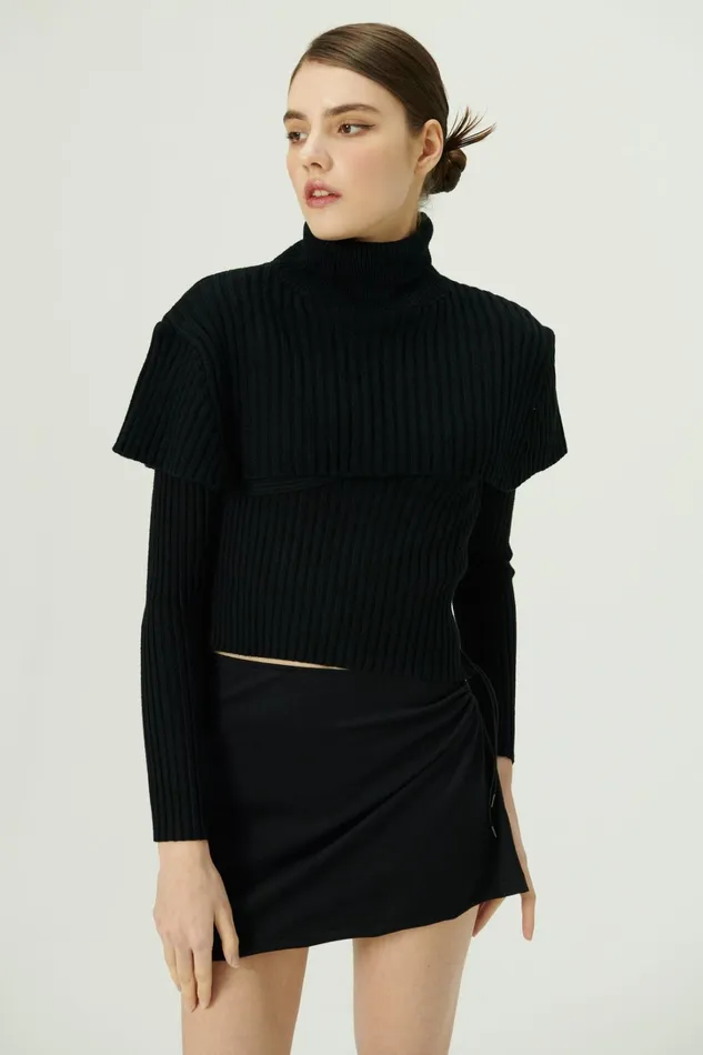 Storets Marga Mockneck Sweater Cape Women Sweaters and Knitwears