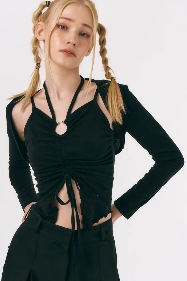 Storets Mindy Ruched Top And Cardi Set Women Cardigan