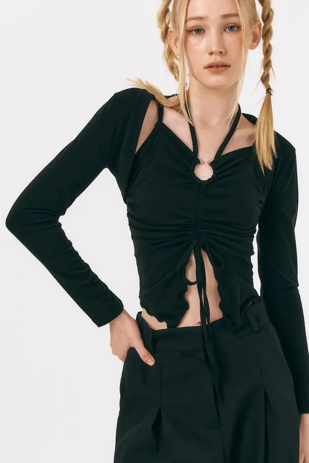 Storets Mindy Ruched Top And Cardi Set Women Cardigan