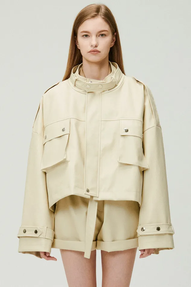 Storets Naomi Oversized Pleather Jacket Women Jackets and Coats Storets Naomi Oversized Pleather Jacket Women Jackets and Coats
