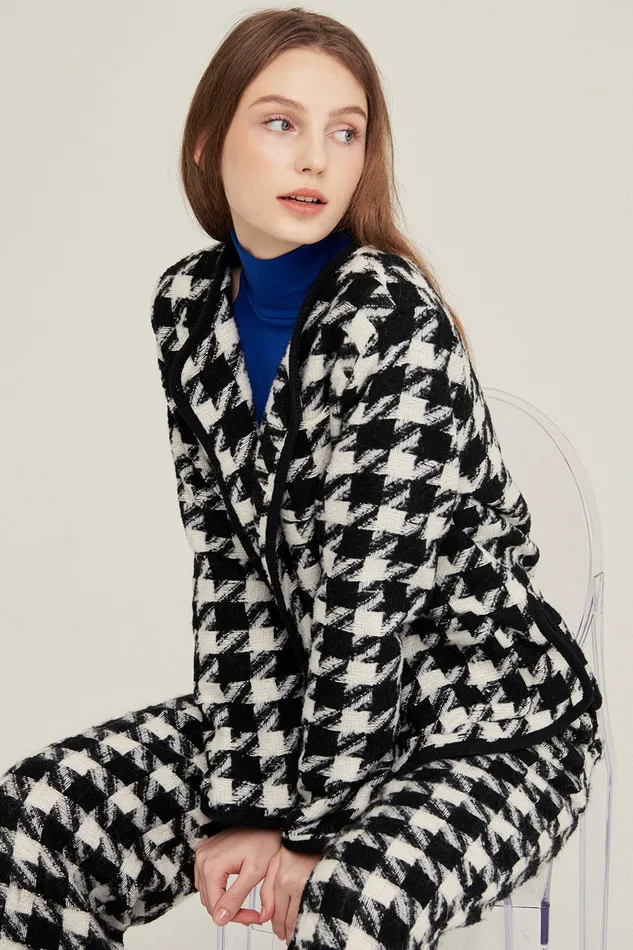 Storets Nour Houndstooth Open Coat Women Jackets and Coats