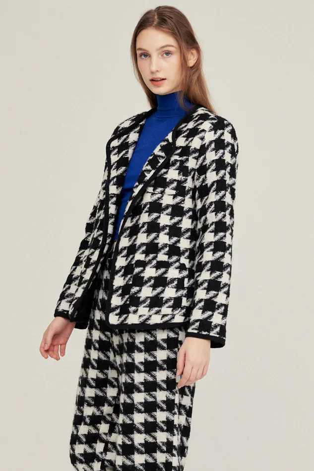 Storets Nour Houndstooth Open Coat Women Jackets and Coats