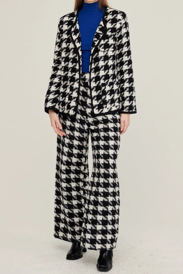 Storets Nour Houndstooth Open Coat Women Jackets and Coats
