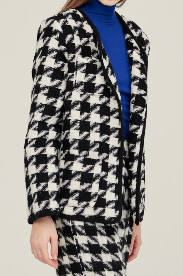 Storets Nour Houndstooth Open Coat Women Jackets and Coats