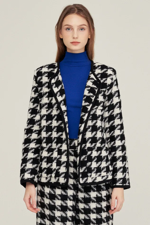 Storets Nour Houndstooth Open Coat Women Jackets and Coats