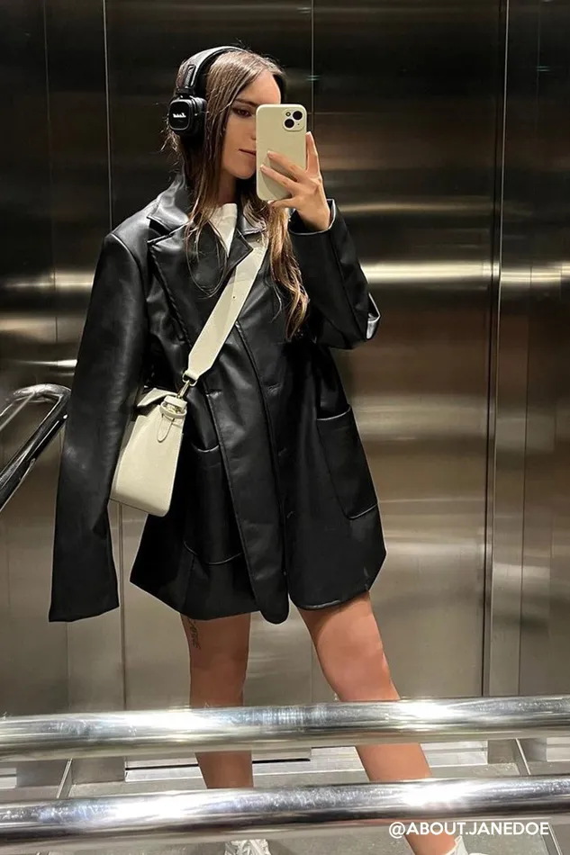 Storets Peyton Pleather Overfit Blazer Women Blazer