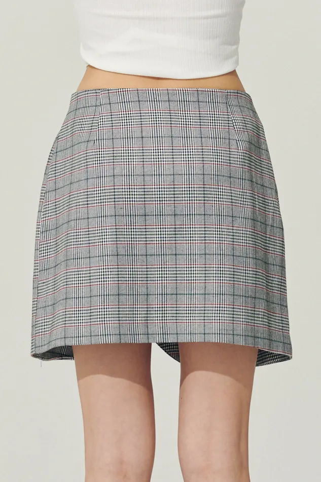 Storets Reborn Eva Tulip Wrap Mini Plaid Skirt Women Skirts