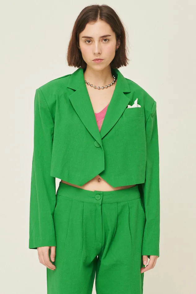 Storets Sabrina Cropped Handkerchief Blazer Women Blazer