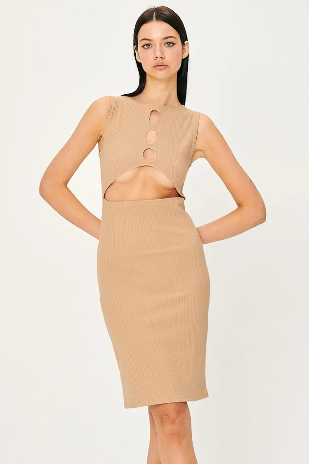 Storets Samantha Back CutOut Midi Dress Women Sweaters and Knitwears