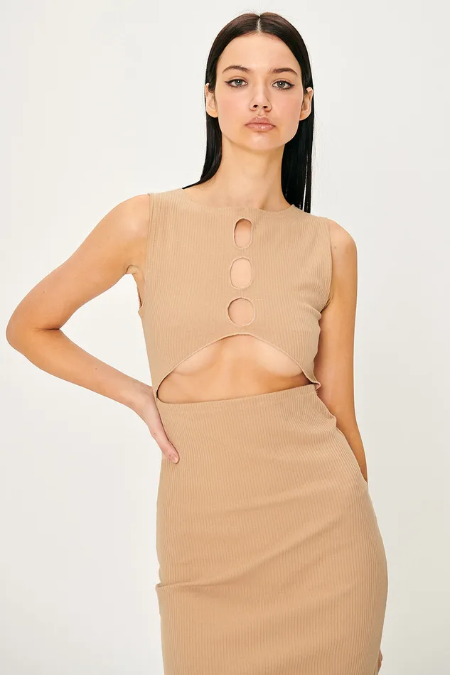 Storets Samantha Back CutOut Midi Dress Women Sweaters and Knitwears