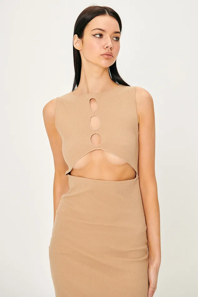 Storets Samantha Back CutOut Midi Dress Women Sweaters and Knitwears