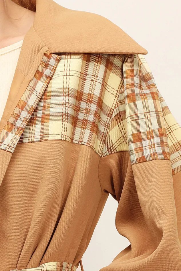 Storets Sydney Plaid Block Coat WBelt Women Jackets and Coats