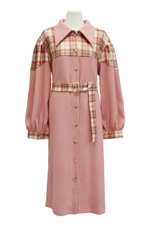 Storets Sydney Plaid Block Coat WBelt Women Jackets and Coats