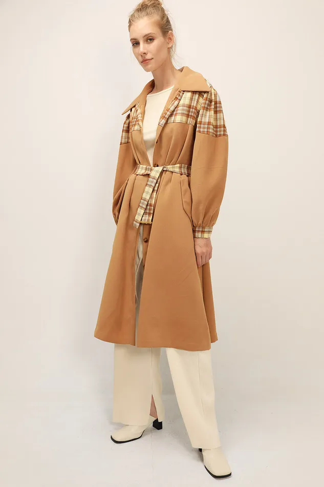 Storets Sydney Plaid Block Coat WBelt Women Jackets and Coats