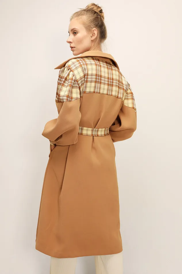 Storets Sydney Plaid Block Coat WBelt Women Jackets and Coats