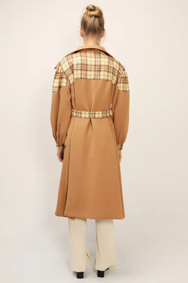 Storets Sydney Plaid Block Coat WBelt Women Jackets and Coats