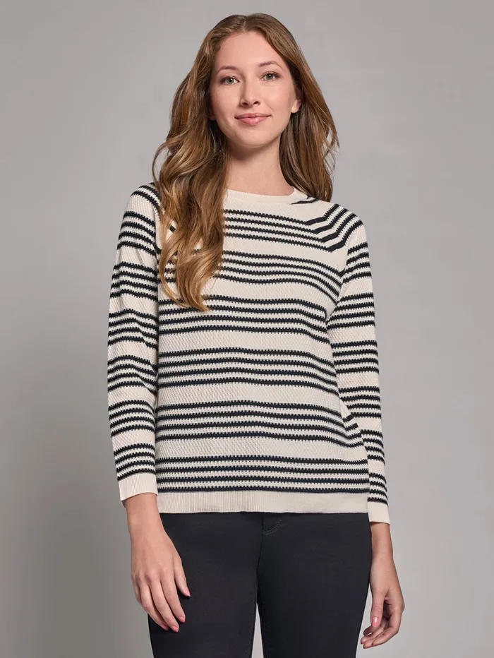Stripe Crew Neck Raglan Sweater Women Jones New York Tops and Blouses