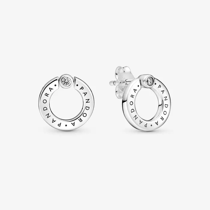 Stud Earrings Women Pandora Pav and Logo Circle Reversible Stud Earrings