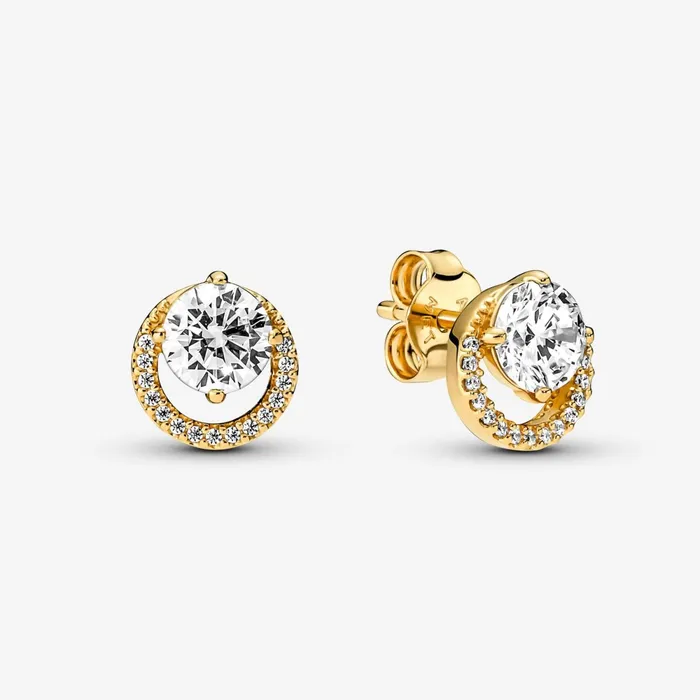 Stud Earrings Women Pandora Sparkling Round Halo Stud Earrings