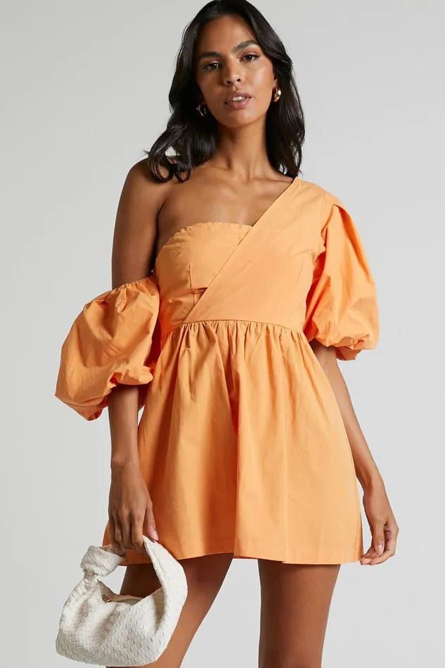 Sula Mini Dress 8211 Asymmetric Off One Shoulder Puff Sleeve Dress In Sherbet Orange Women Showpo Dresses Sula Mini Dress 8211 Asymmetric Off One Shoulder Puff Sleeve Dress In Sherbet Orange Women Showpo Dresses