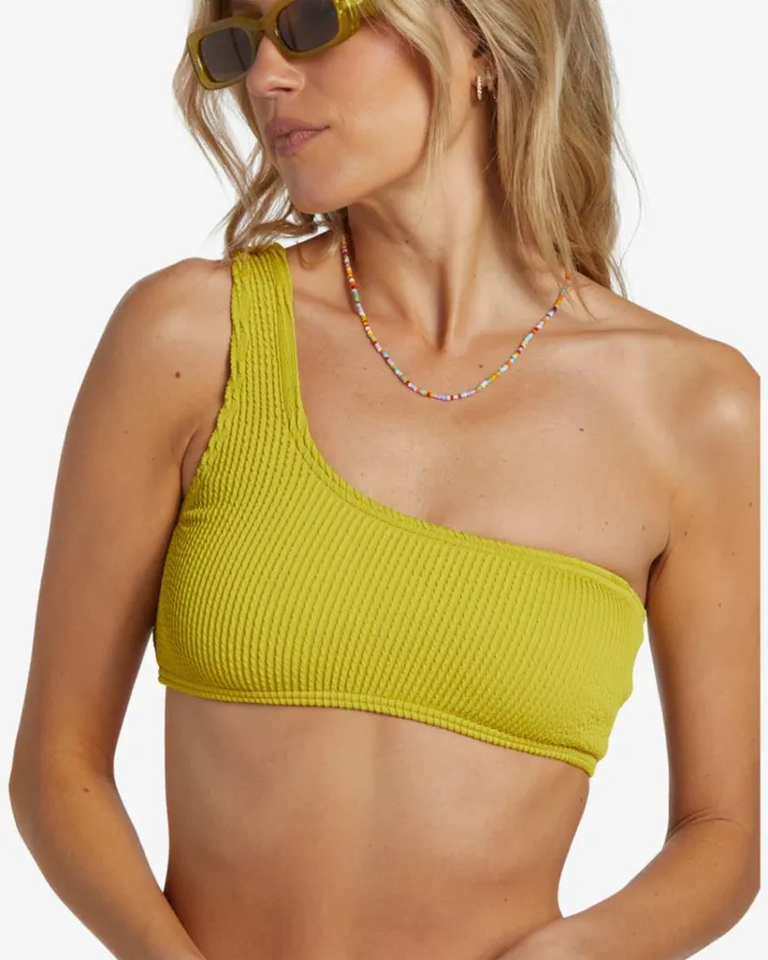 Summer High Lilly 1 Shoulder Bikini Top Tart Lime Women Billabong Bikinis